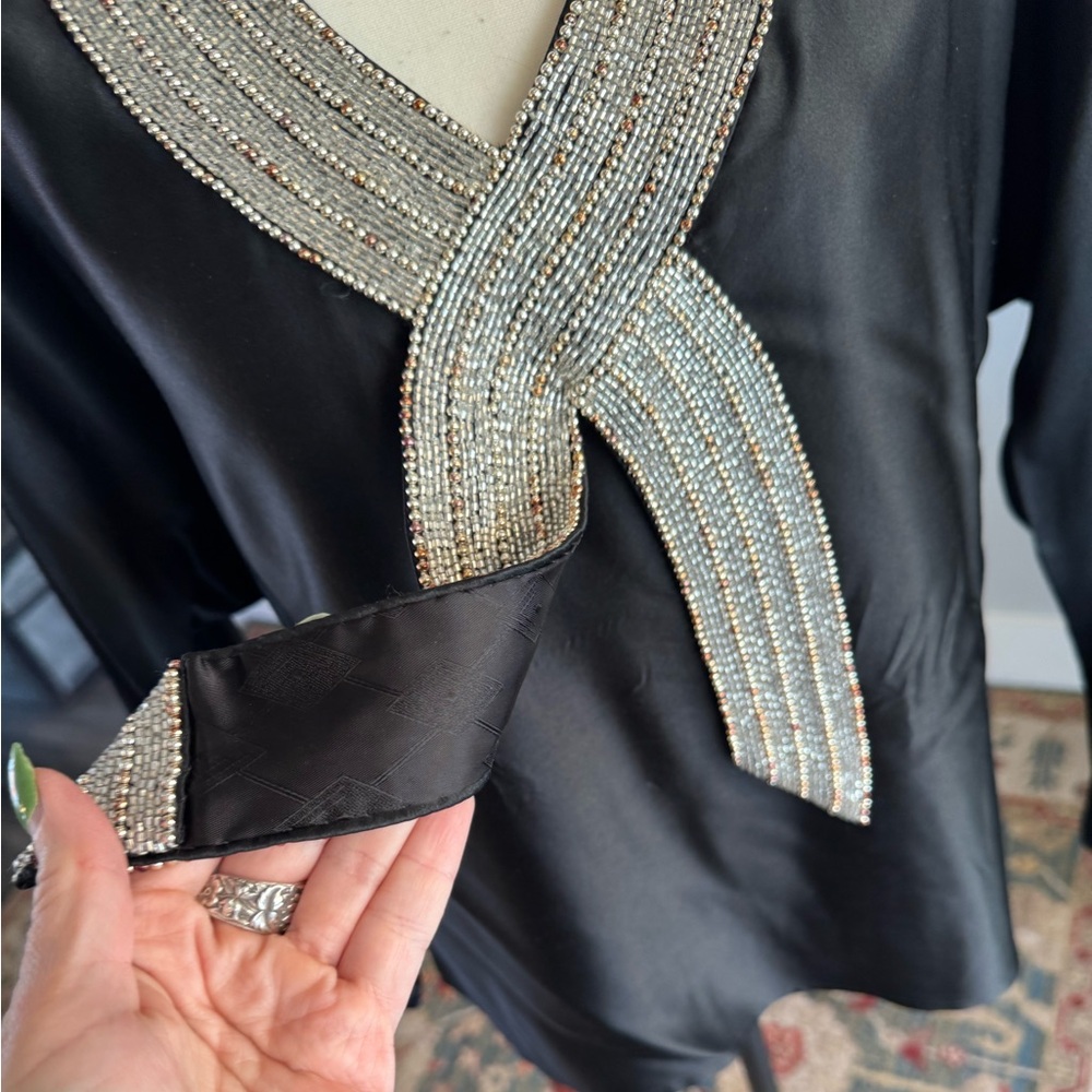 Vintage Silk Black Beaded Blouse - Picture 6 of 9